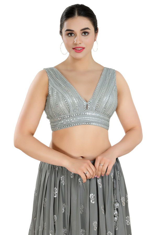 Picture of Exquisite Silver Colored Designer Readymade Blouse