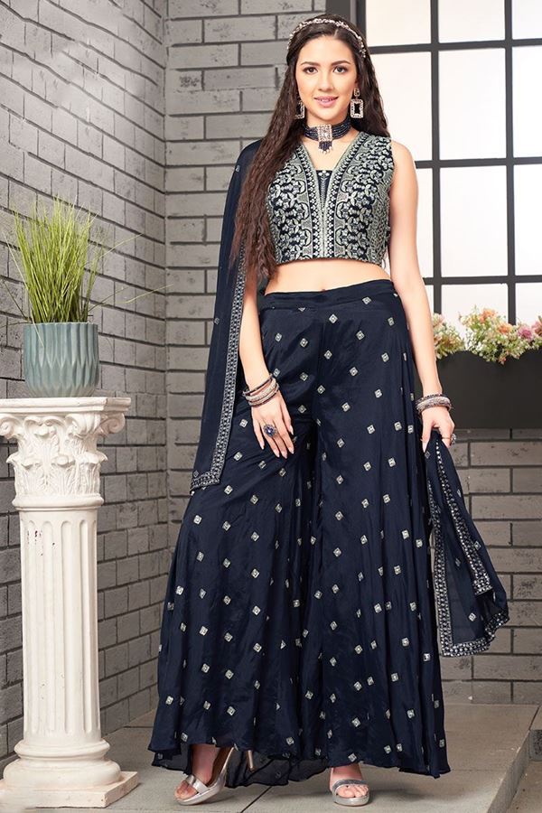 Picture of Breathtaking Navy Blue Colored Designer Suit