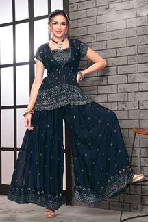 Picture of Stylish Navy Blue Colored Designer Suit