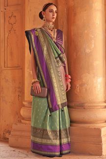 Picture of Charming Pista Green Colored Designer Saree