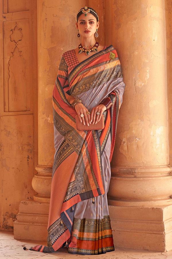 Picture of Astounding Grey Colored Designer Saree