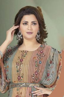 Picture of Pretty Brown and Blue Colored Designer Suit
