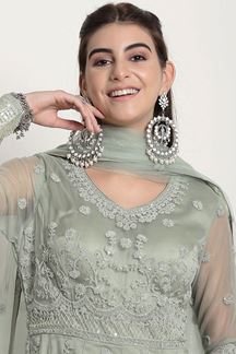 Picture of Heavenly Green Colored Designer Suit (Unstitched suit)