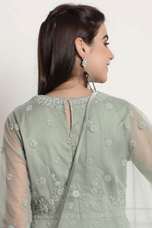 Picture of Heavenly Green Colored Designer Suit (Unstitched suit)