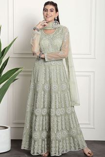 Picture of Gorgeous Green Colored Designer Suit (Unstitched suit)