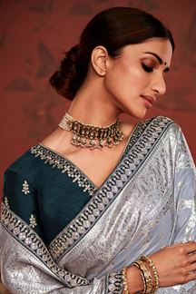 Picture of Captivating Grey Colored Designer Saree