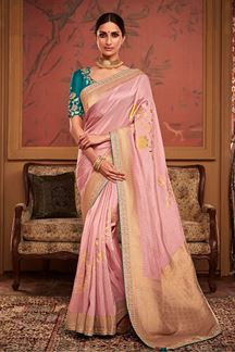 Picture of Flawless Pink Colored Designer Saree