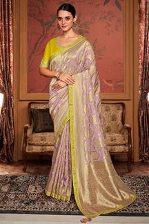 Picture of Glamorous Lavender Colored Designer Saree