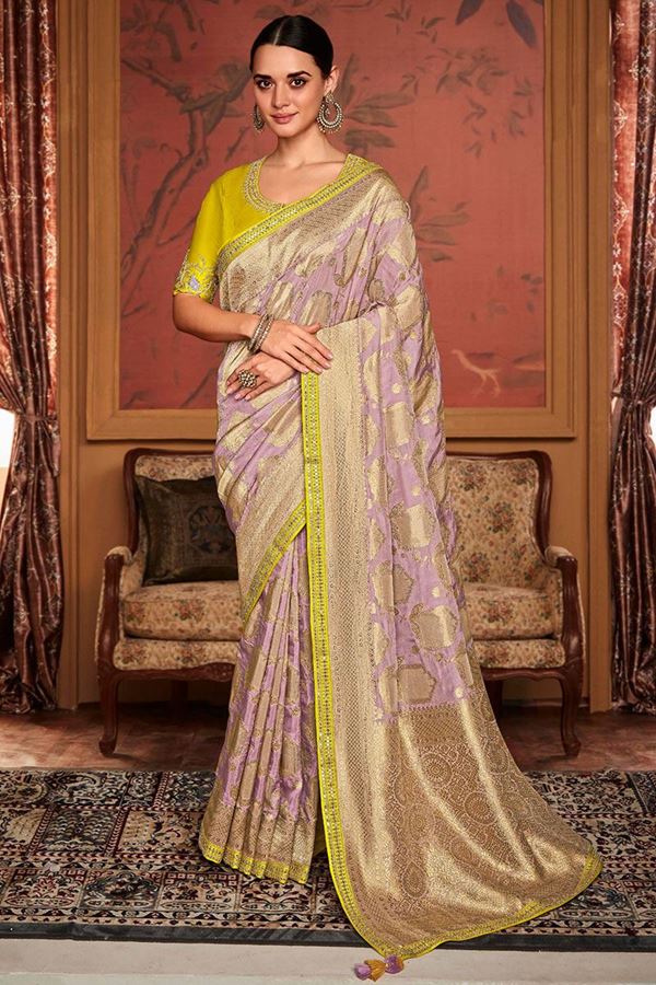 Picture of Glamorous Lavender Colored Designer Saree