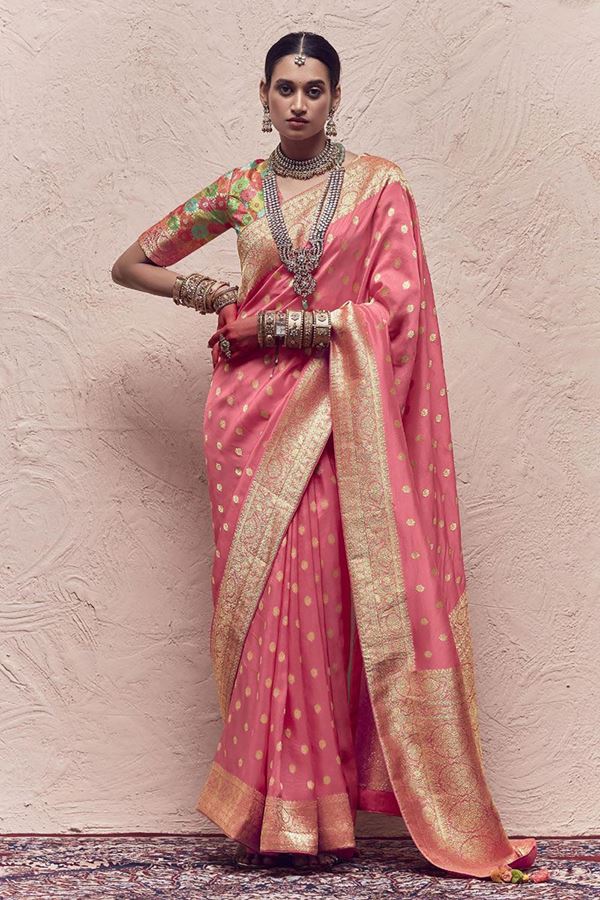 Picture of Exuberant Pink Colored Designer Saree