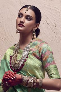 Picture of Dashing Pista Green Colored Designer Saree