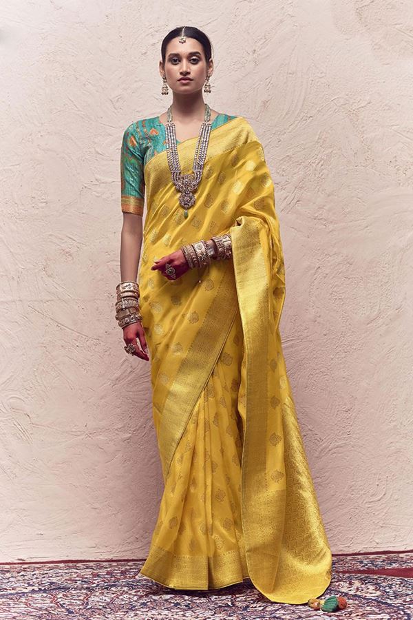 Picture of Stylish Yellow Colored Designer Saree