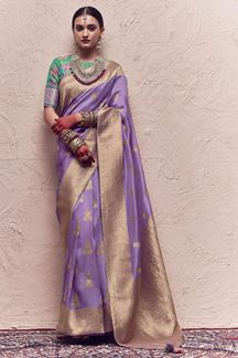 Picture of Flamboyant Lavender Colored Designer Saree