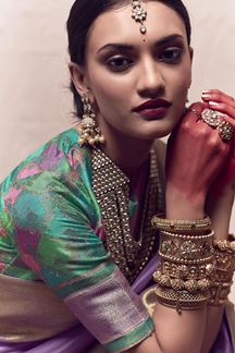 Picture of Flamboyant Lavender Colored Designer Saree