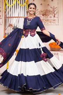 Picture of Gorgeous Multi and Navy Blue Colored Designer Lehenga Choli