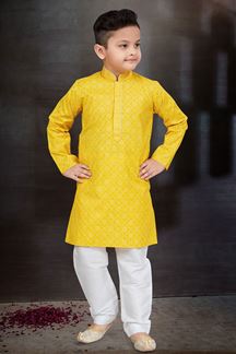 Picture of Captivating Yellow Colored Designer Kid’s Kurta Pajama Set