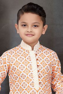 Picture of Spectacular Orange Colored Designer Kid’s Kurta Pajama Set