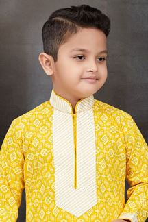 Picture of Splendid Yellow Colored Designer Kid’s Kurta Pajama Set