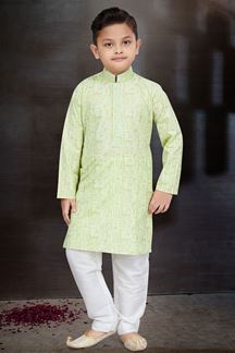 Picture of Royal Pista Green Colored Designer Kid’s Kurta Pajama Set