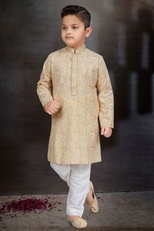 Picture of Impressive Gold Colored Designer Kid’s Kurta Pajama Set