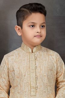 Picture of Impressive Gold Colored Designer Kid’s Kurta Pajama Set