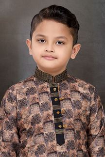 Picture of Delightful Brown and Black Colored Designer Kid’s Kurta Pajama Set