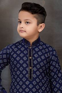 Picture of Aesthetic Navy Blue Colored Designer Kid’s Kurta Pajama Set