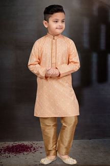 Picture of Charming Peach Colored Designer Kid’s Kurta Pajama Set