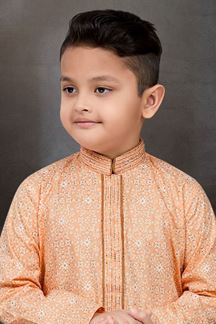 Picture of Charming Peach Colored Designer Kid’s Kurta Pajama Set