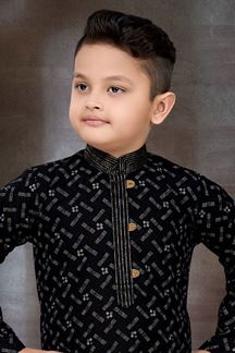 Picture of Exuberant Black Colored Designer Kid’s Kurta Pajama Set