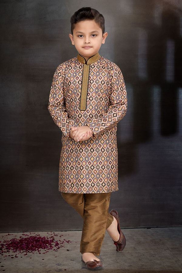 Picture of Classy Multi Colored Designer Kid’s Kurta Pajama Set
