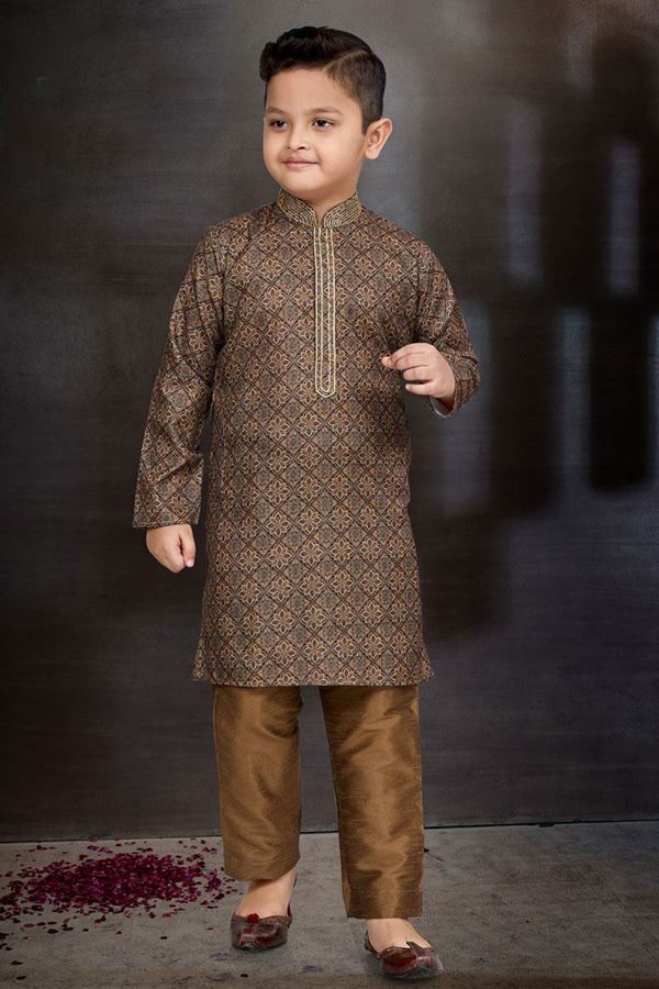 Picture of Appealing Multi Colored Designer Kid’s Kurta Pajama Set