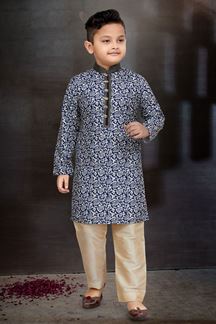 Picture of Fashionable Blue Colored Designer Kid’s Kurta Pajama Set