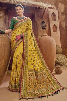 Picture of Exuberant Mustard Colored Designer Saree