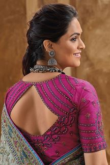 Picture of Vibrant Mehendi Colored Designer Saree
