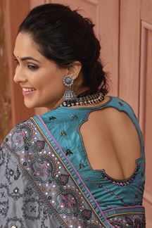 Picture of Striking Grey Colored Designer Saree