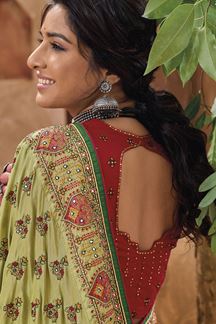 Picture of Splendid Pista Green Colored Designer Saree