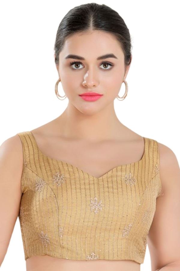 Picture of Charming Gold Colored Designer Readymade Blouse