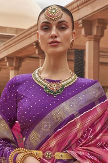 Picture of Aesthetic Pink and Purple Colored Designer Saree