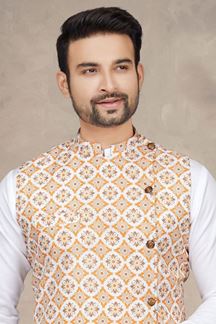 Picture of Exquisite White Colored Designer Kurta Pajama Set