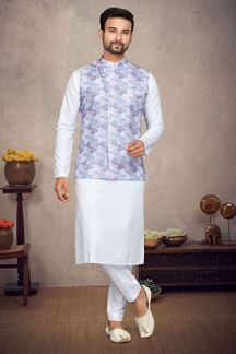Picture of Splendid White Colored Designer Kurta Pajama Set