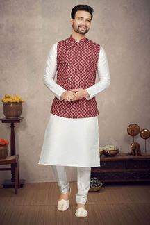 Picture of Charming Off White Colored Designer Kurta Pajama Set