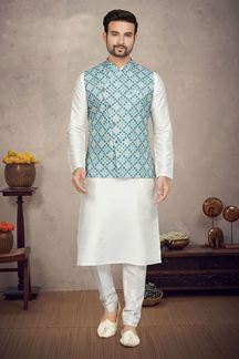 Picture of Classy Off White Colored Designer Kurta Pajama Set