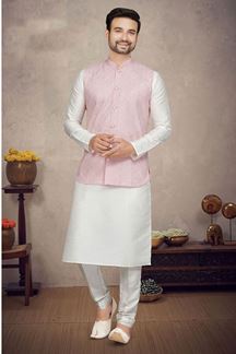 Picture of Marvelous Off White Colored Designer Kurta Pajama Set