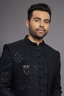Picture of Exquisite Black Colored Designer Readymade Sherwani