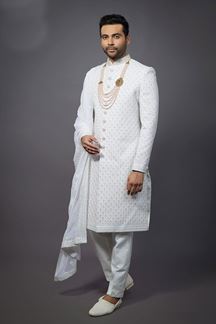 Picture of Exuberant White Colored Designer Readymade Sherwani