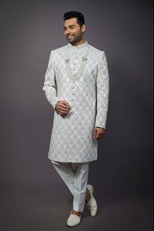 Picture of Enticing Off-White Colored Designer Readymade Sherwani