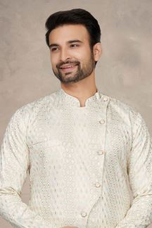 Picture of Exquisite Cream Colored Designer Readymade Sherwani