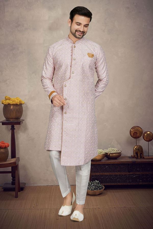 Picture of Captivating Lavender Colored Designer Readymade Sherwani