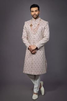 Picture of Spectacular Pastel Pink Colored Designer Readymade Sherwani